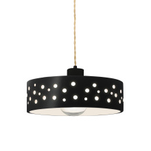 Justice Design Group CER-6467-BLK-MBLK-BEIG-TWST - Perforated Dish 1-Light Pendant