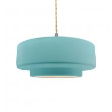 Justice Design Group CER-6543-RFPL-NCKL-BEIG-TWST - Medium Tier 1-Light Pendant