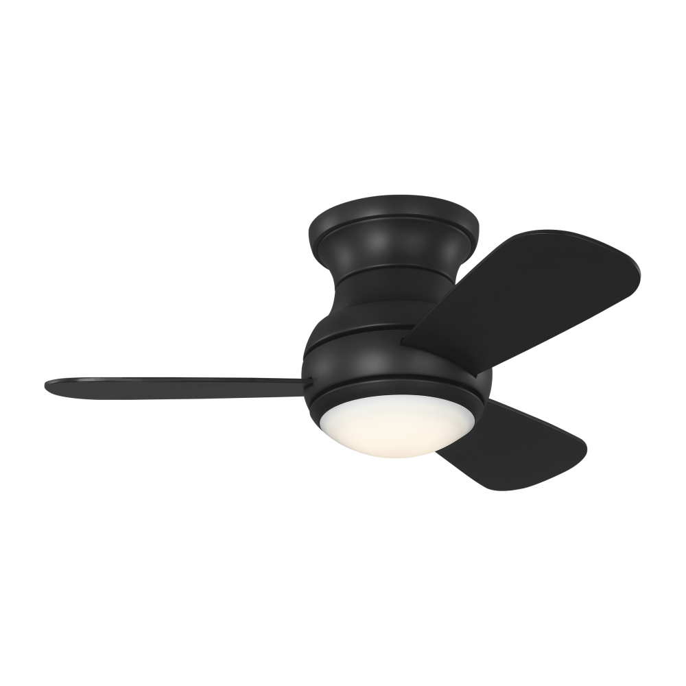 Orbis 32 Hugger LED Ceiling Fan in Midnight Black with Midnight Black Blades and Light Kit