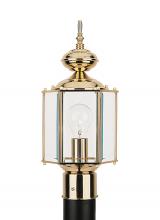 Generation Lighting 8209-02 - Classico traditional 1-light outdoor exterior post lantern in polished brass gold finish with clear