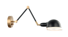 Matteo Lighting S00721AGBK - Blare Aged Gold Brass + Black Wall Sconce