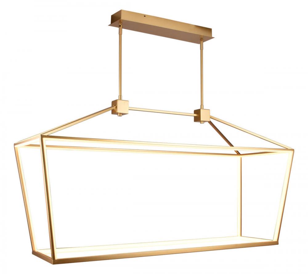 Park Ave. 54" LED Large Linear Cage Pendant in Gold