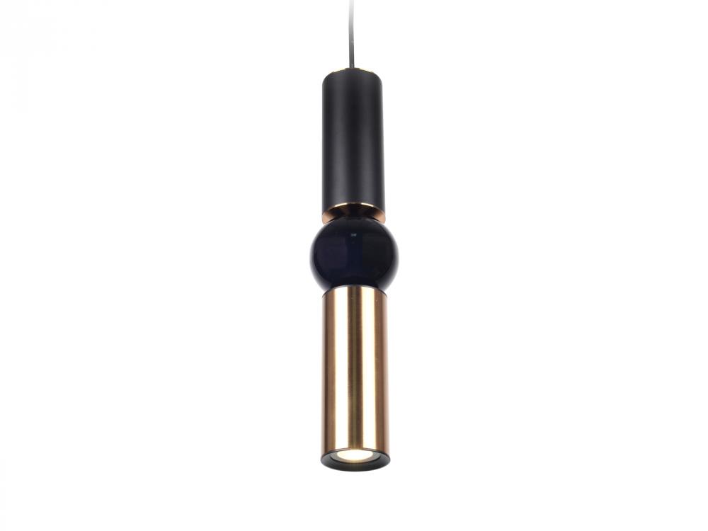 Cicada 17" Pendant in Black and Brushed Brass