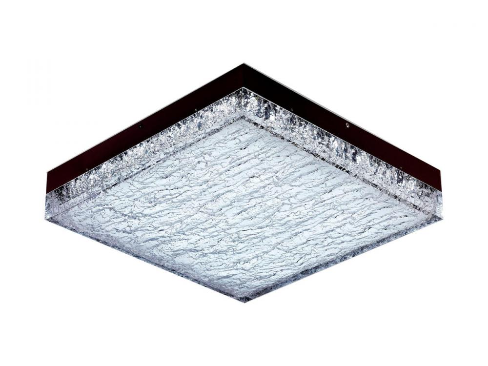 Cermack St. 18" Square Flush Mount in Black with Textured Glass
