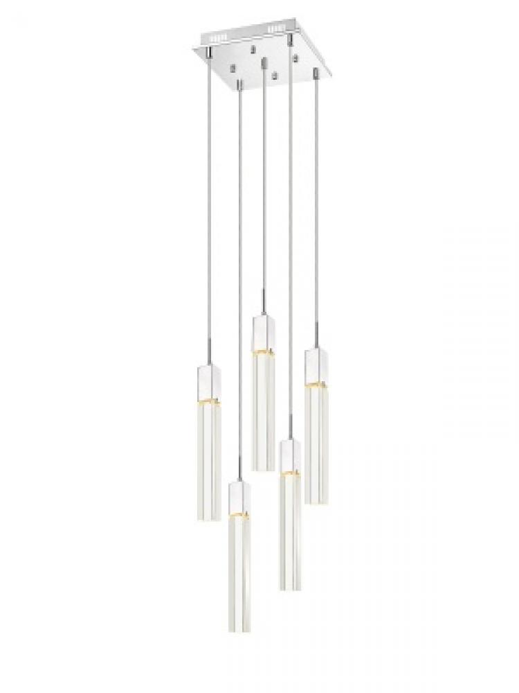The Original Glacier Collection 5 Light Multi Pendant in Polished Chrome with Clear Crystal