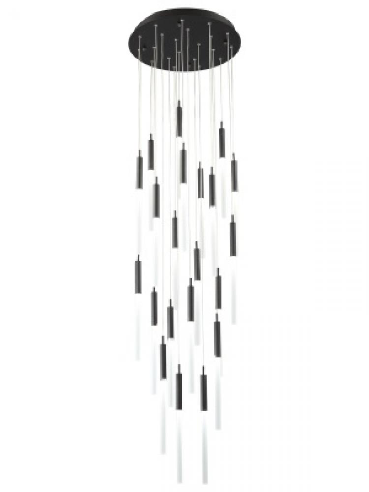 Main Street  21 Light Multi Pendant in Black with Frosted Glass