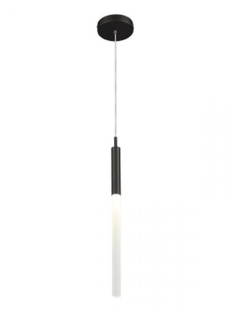 Main Street  1 Light  Frosted Glass Pendant in Black