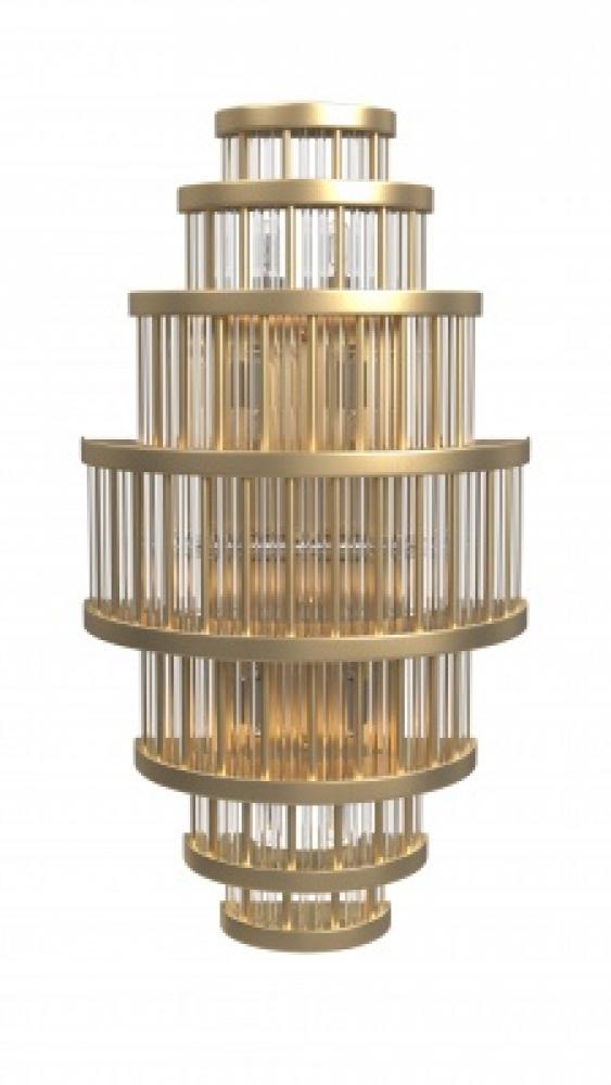 Waldorf 22'  Wall Sconce in Aged Brass with Glass Rods