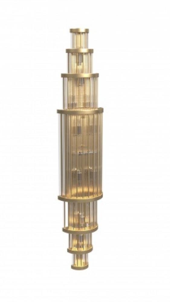 Waldorf 50'  Wall Sconce in Aged Brass with Glass Rods
