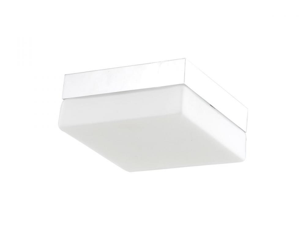 Cermack St. 8" Square Flush Mount  in Chrome with White Glass