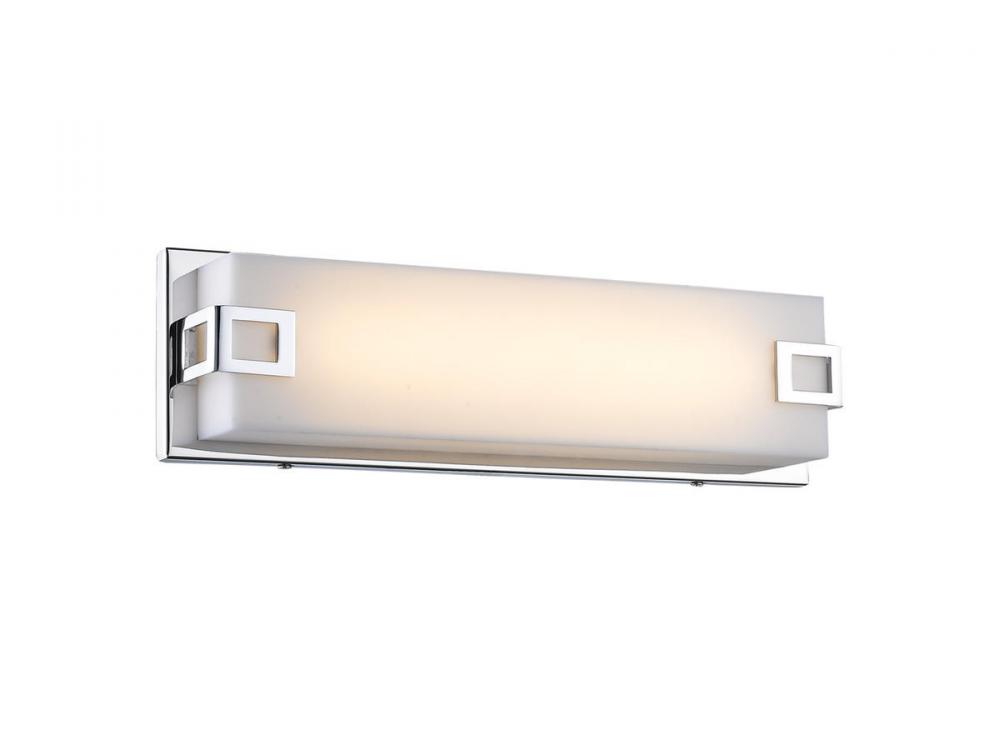 Cermack St. 18"  LED Resctangular  Vanity Bath Bar in Polished Chrome with Frosted Glass Panel