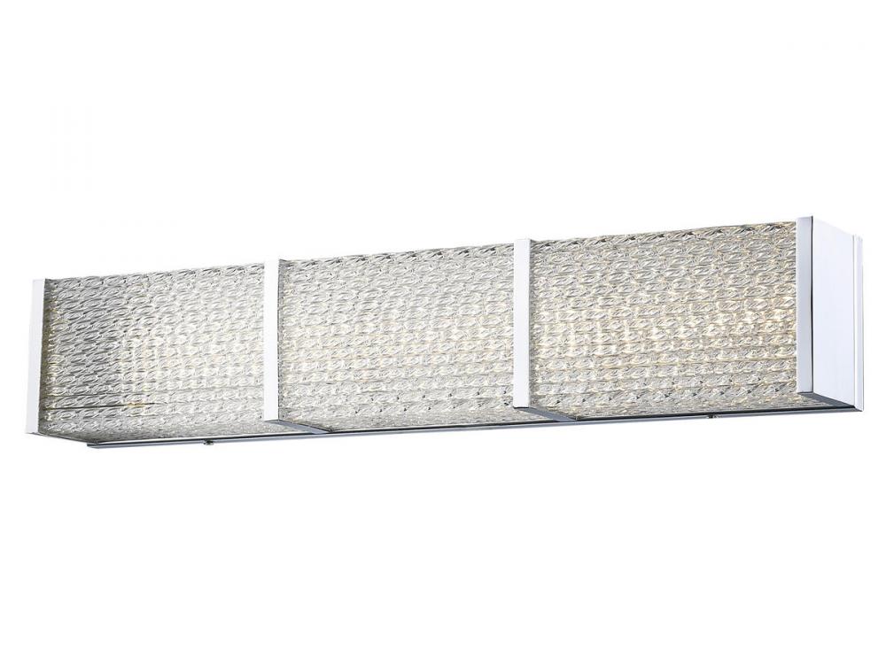 Cermack St. 32"  LED Resctangular  Vanity Bath Bar in Polished Chrome with Textured Glass