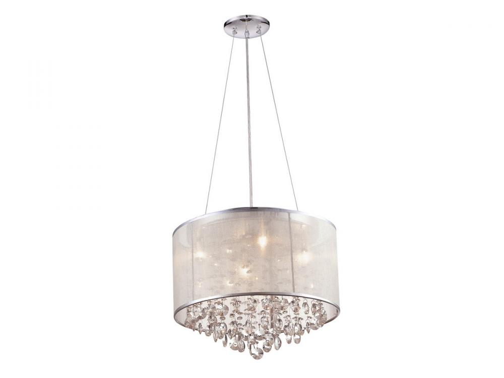 Beverly Dr. 17" Round Chandelier with Silver Silk String Shade
