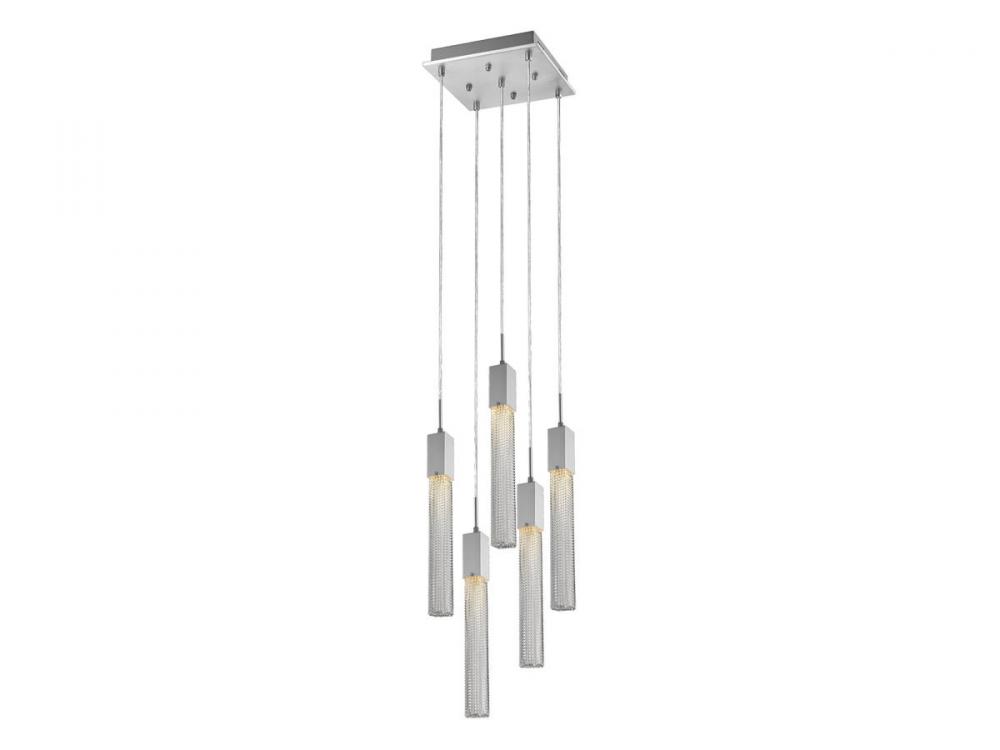 Boa  5 Light Multi Pendant in Polished Chrome with Studded Glass