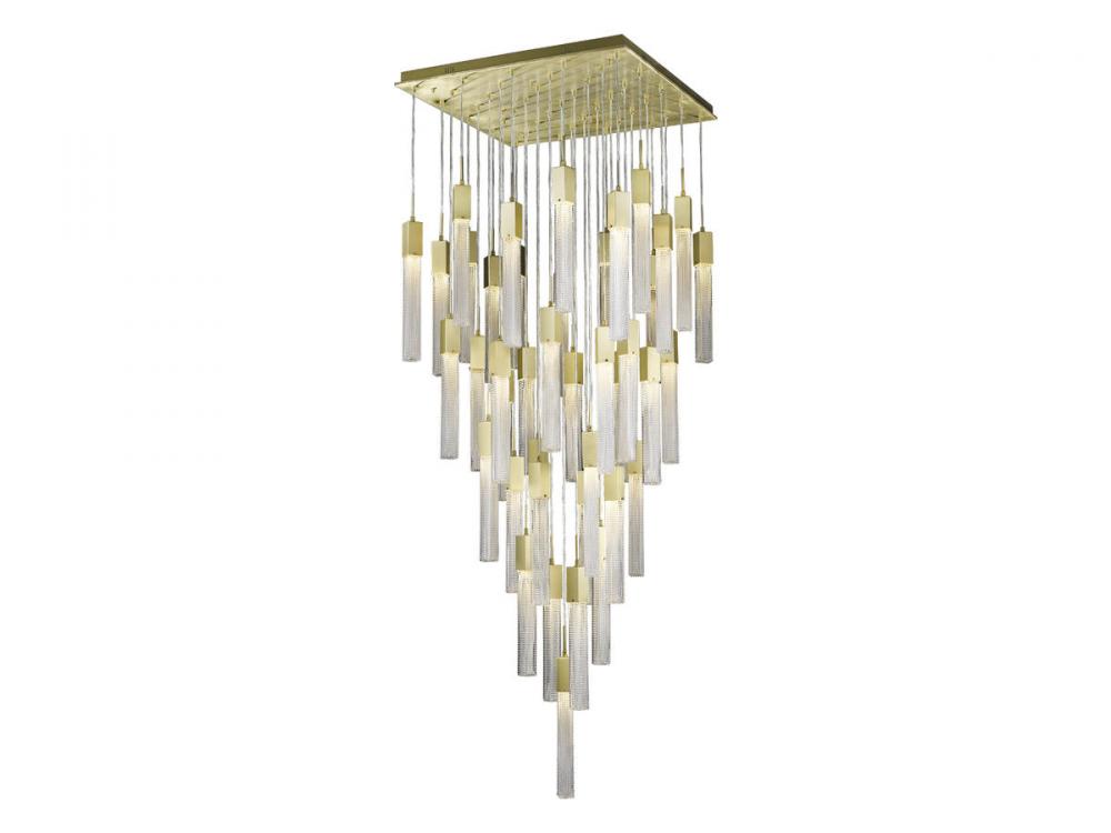 Boa  41 Light Multi Pendant in Brushed Brass with Studded Glass