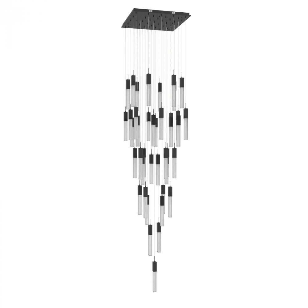 Boa  41 Light Multi Pendant in Black with Studded Glass