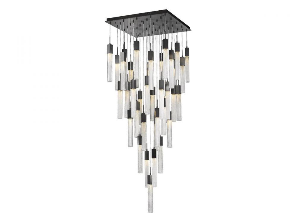 Boa  41 Light Multi Pendant in Dark Bronze with Studded Glass