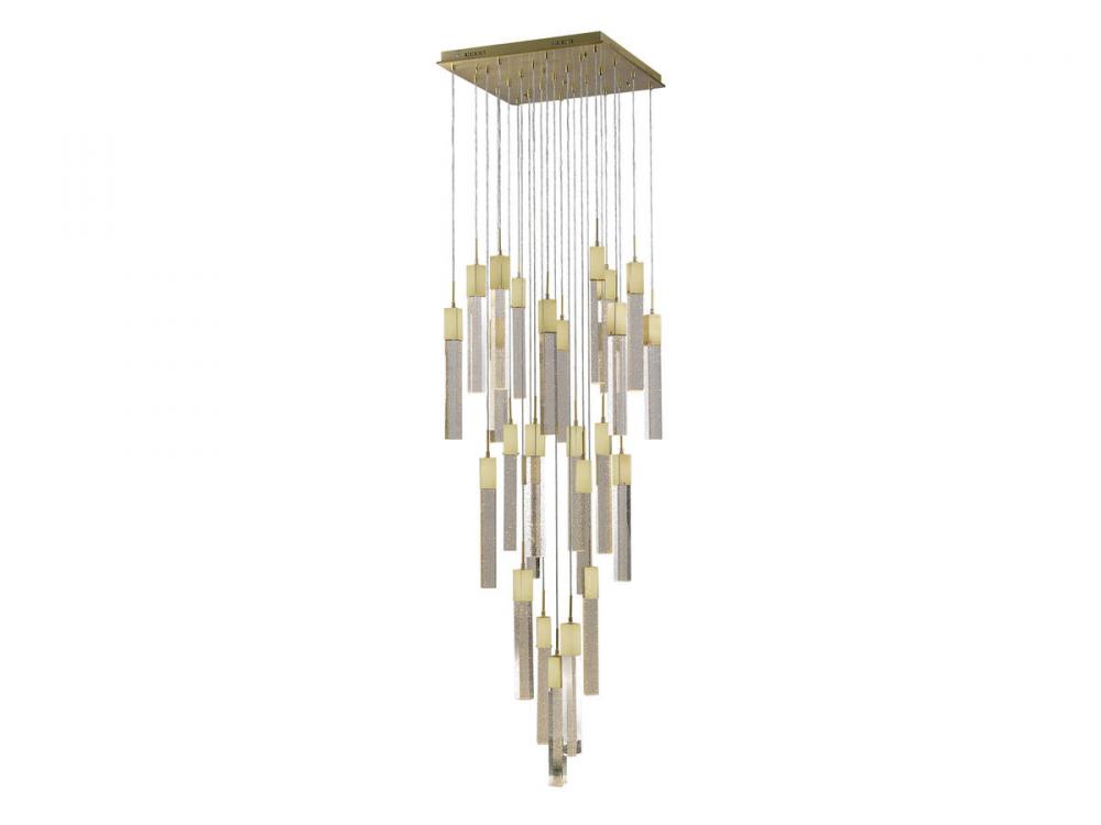 The Original Glacier Collection 41 Light Multi Pendant in Brushed Brass with Bubbled Crystal