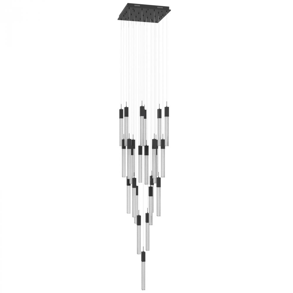 Boa  25 Light Multi Pendant in Black with Studded Glass