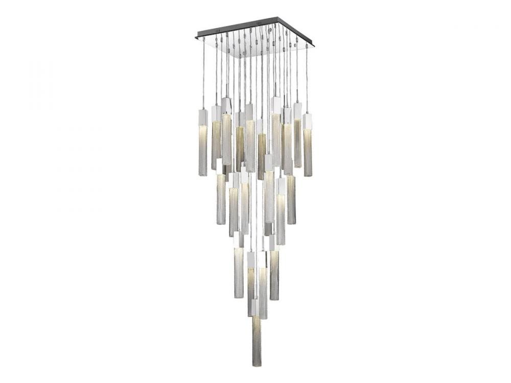 Boa  25 Light Multi Pendant in Polished Chrome with Studded Glass