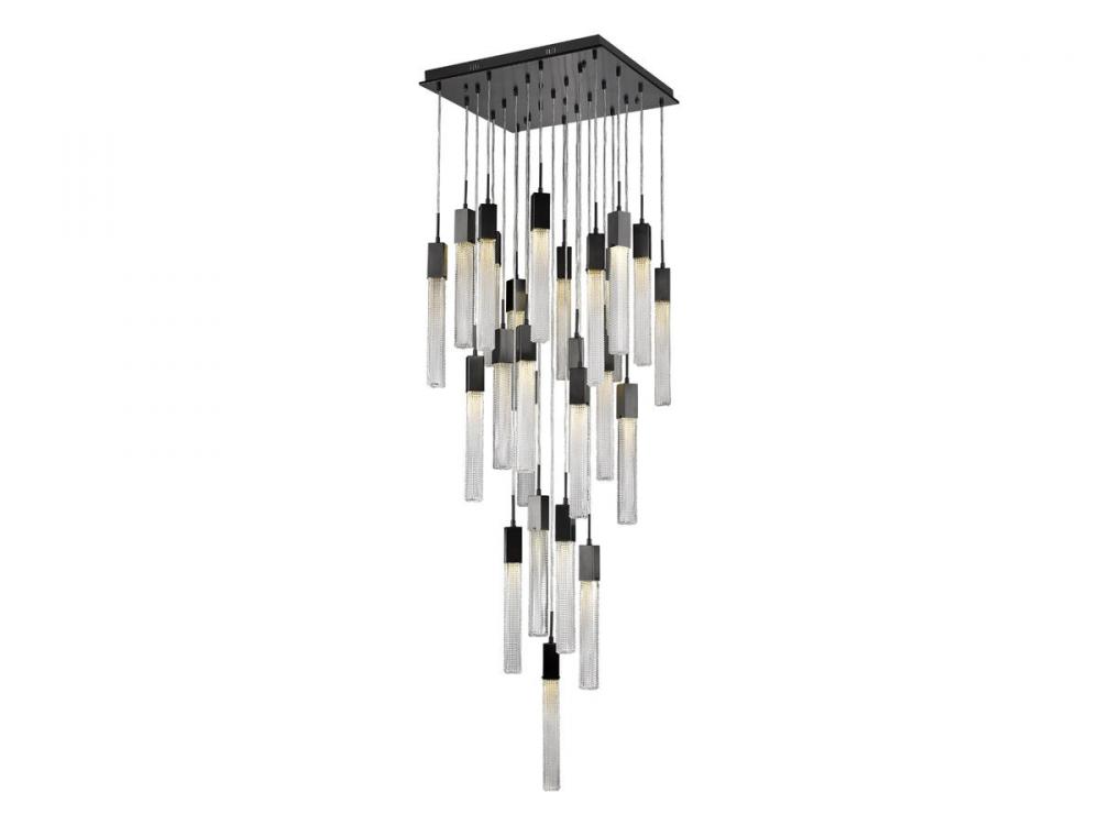 Boa  25 Light Multi Pendant in Dark Bronze with Studded Glass