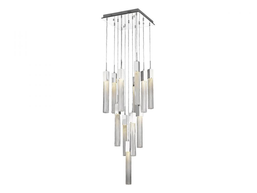 Boa  13 Light Multi Pendant in Polished Chrome with Studded Glass