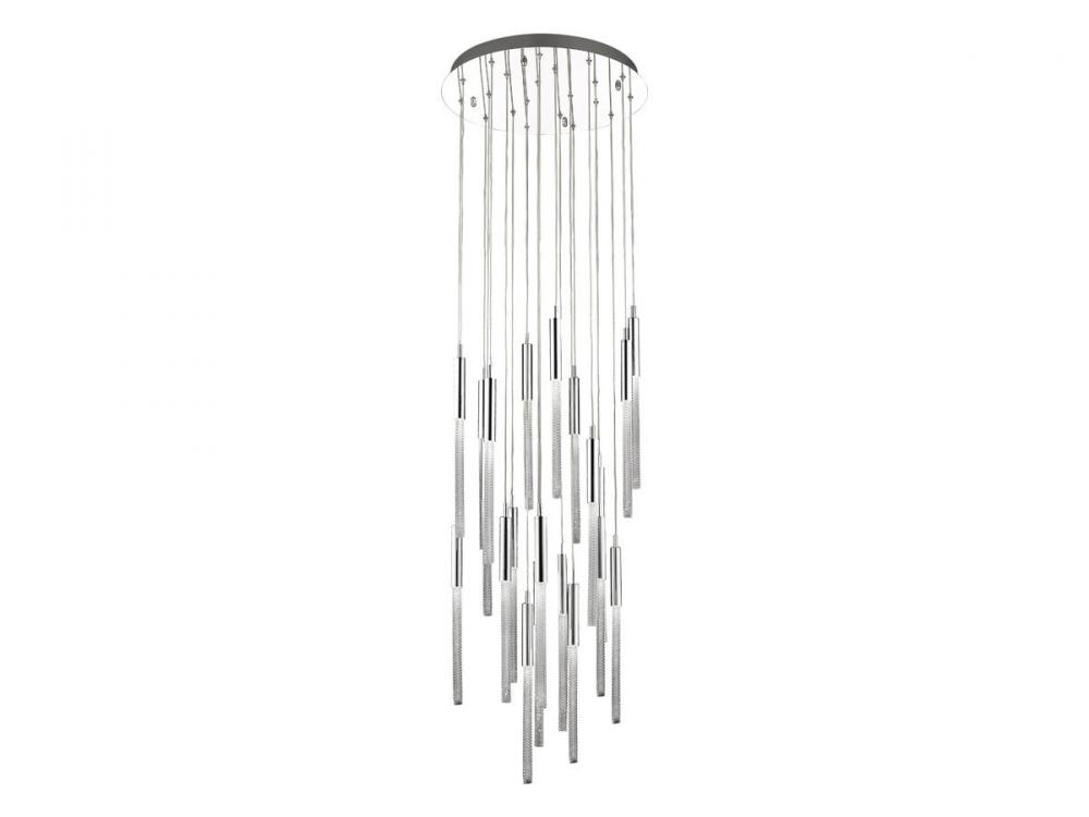 Main Street  21 Light Multi Pendant in Polished Nickel with Studded Glass