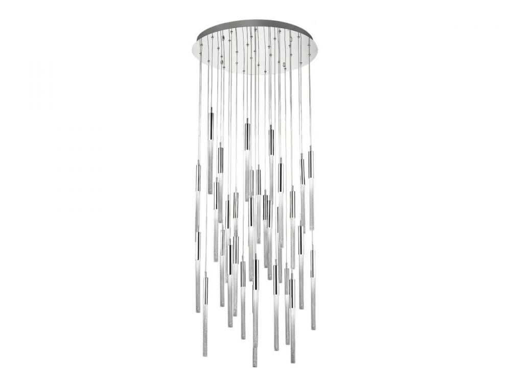 Main Street  31 Light Multi Pendant in Polished Nickel with Studded Glass