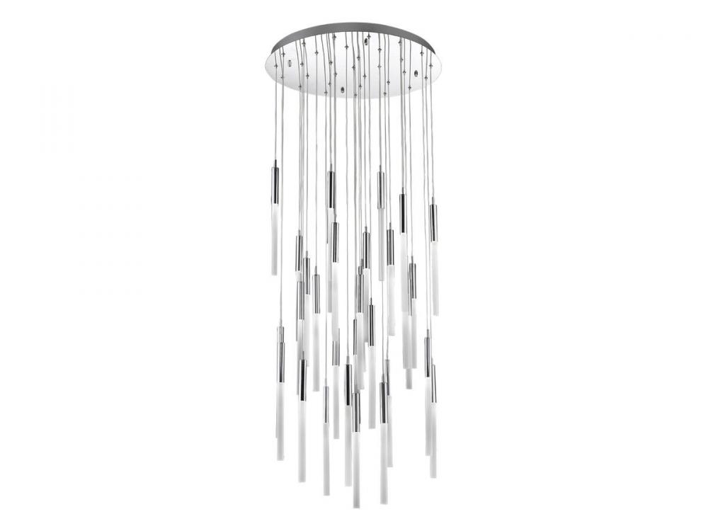 Main Street  31 Light Frosted Glass Multi Pendant in Polished Nickel