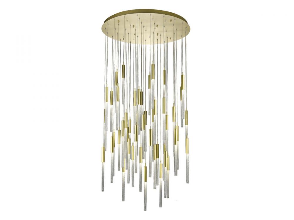 Main Street  51 Light Multi Pendant in Brushed Brass with Studded Glass