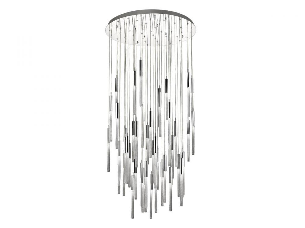 Main Street  51 Light Multi Pendant in Polished Nickel with Studded Glass