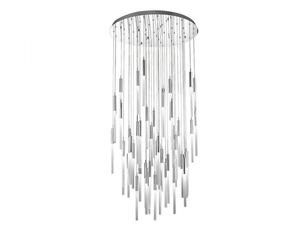 Main Street  51 Light Frosted Glass Multi Pendant in Polished Nickel