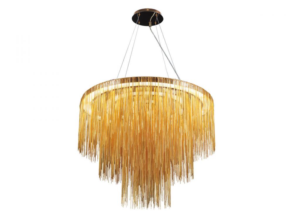 Fountain Ave. 30" Round Pendant in  Gold Chain