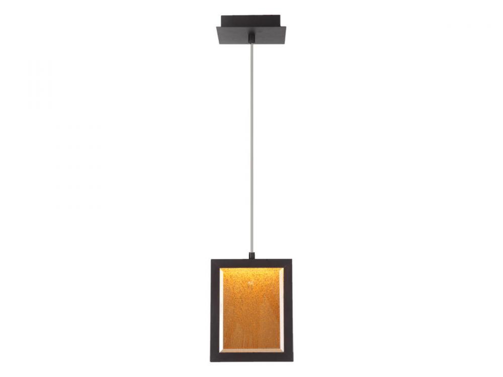 Brentwood 9" Rectagular Pendant in Dark Bronze  with Textured Glass