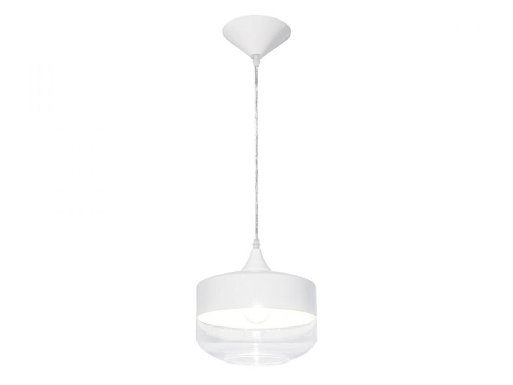 Robertson Blvd. 10"  Pendant in White with Clear Glass