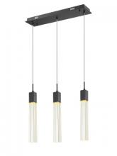 Avenue Lighting HF1900-3-GL-BK-C - The Original Glacier Collection 3 Light Linear Multi Pendant in Black with Clear Crystal