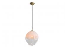 Avenue Lighting HF8142-BB-WH - Sonoma Ave. 12"  Globe Pendant in White with Brushed Brass Accents and Clear Glass