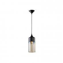 Avenue Lighting HF9112-BK/BZ - Robertson Blvd. 5"  Pendant in Black with Amber Bronze Glass