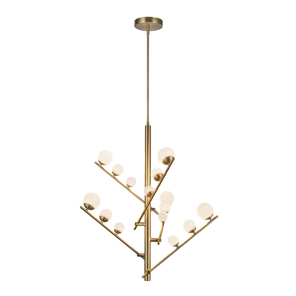Cypress 5 Head Brushed Gold/Opal Glass LED Chandelier