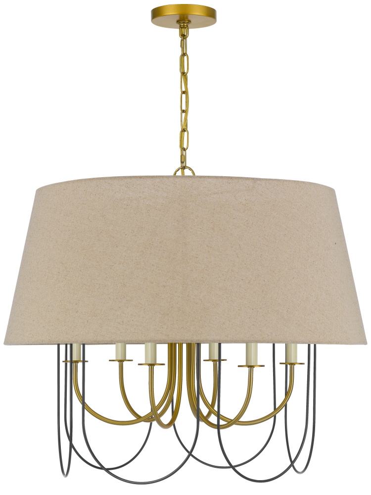60W x 6 Eupora metal chandelier with burlap shade