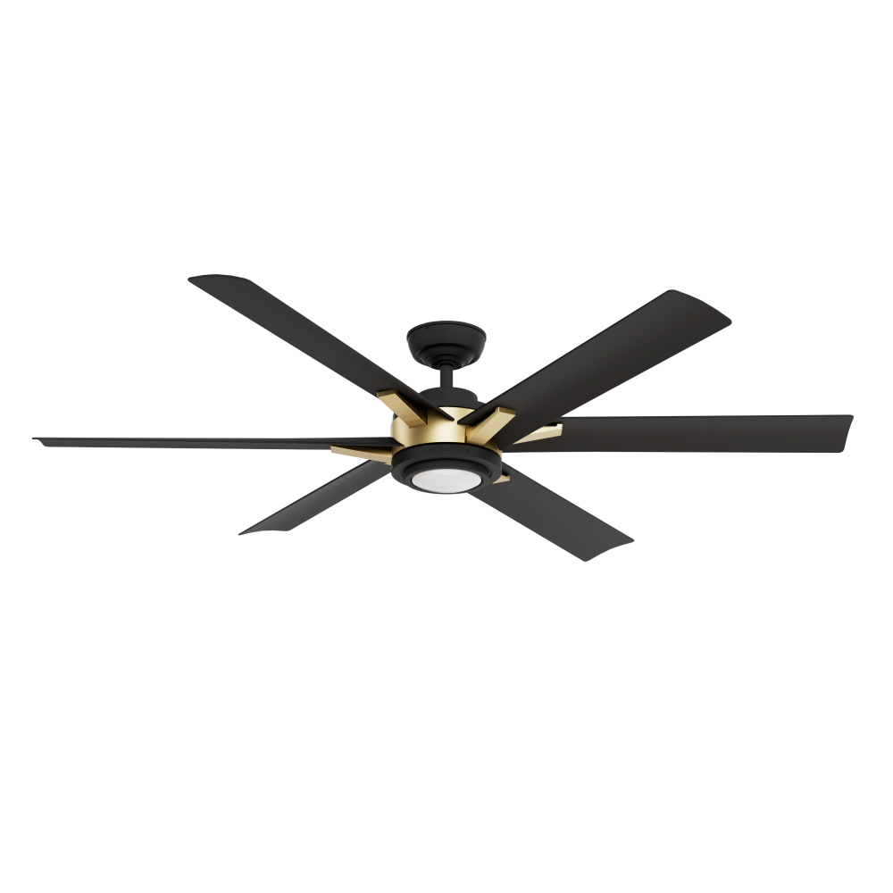 Casablanca 65" Melia ENERGY STAR® Matte Black Damp Rated Ceiling Fan w/ LED Lt Kit and Wall Cont