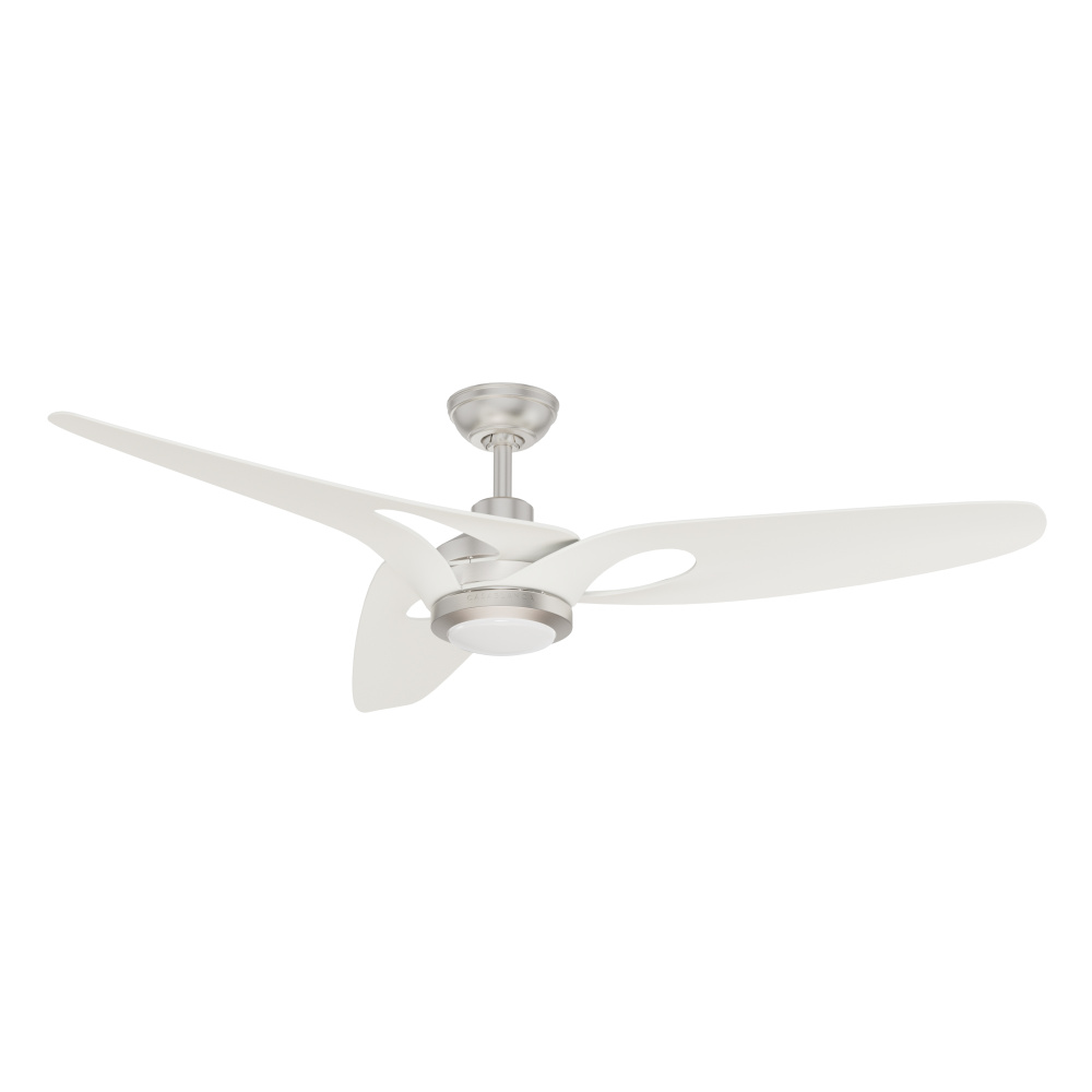 Casablanca 60" Inez ENERGY STAR® Brushed Nickel Damp Rated Ceiling Fan w/ LED Lt Kit & Wall Cont