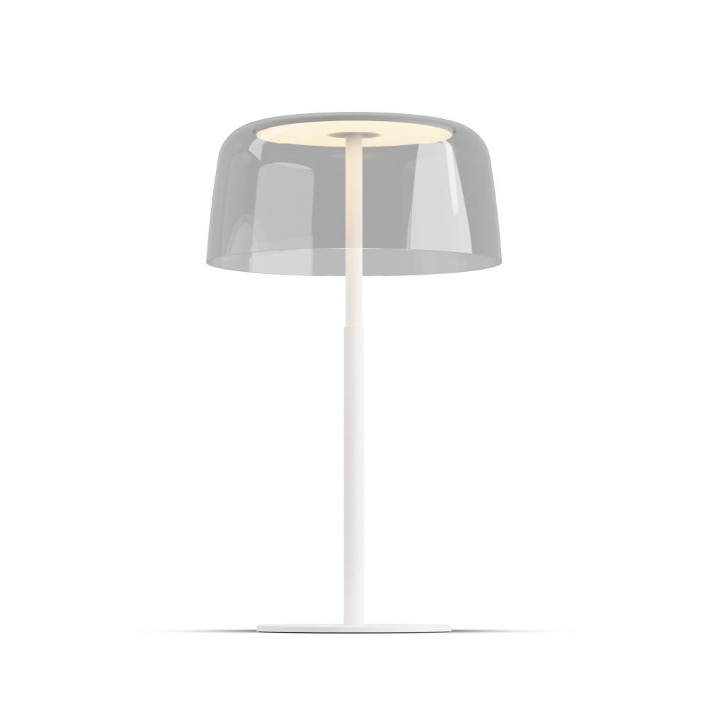 Yurei Table Lamp (Matte White) with 14" Acrylic Shade, Clear