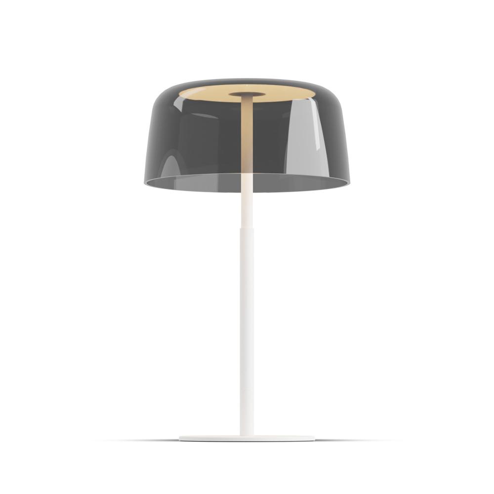 Yurei Table Lamp (Matte White) with 14" Acrylic Shade, Dark Gray