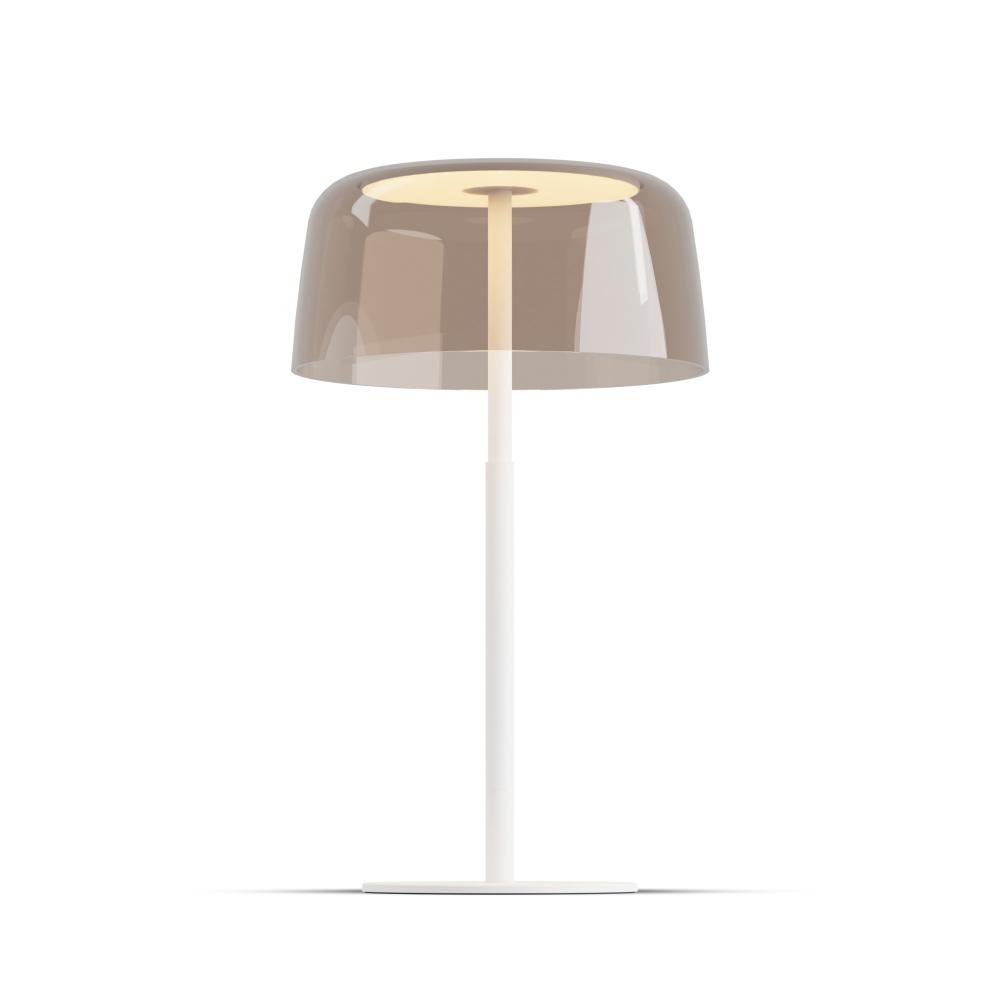 Yurei Table Lamp (Matte White) with 14" Acrylic Shade, Tea