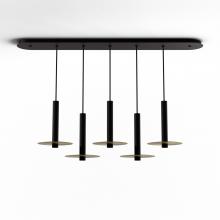 Koncept Inc CMP-L5-S-12-MTB+MBRS9 - Combi Pendant 12" Linear 5 Combo Matte Black with Matte Black Canopy, 9" metal plate (Brass)