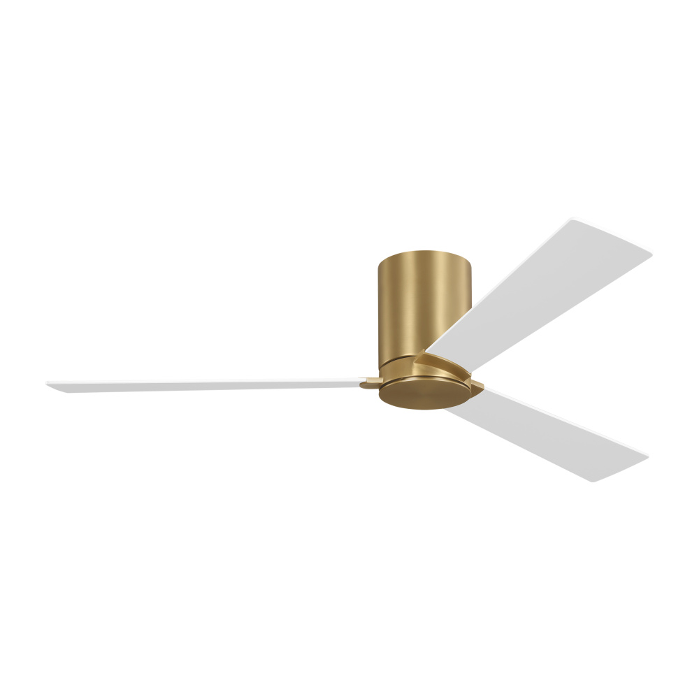Rozzen 52 Hugger Ceiling Fan in Burnished Brass with Matte White Blades