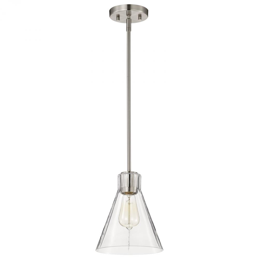 Gianna; Mini Pendant; Brushed Nickel Finish; Clear Glass