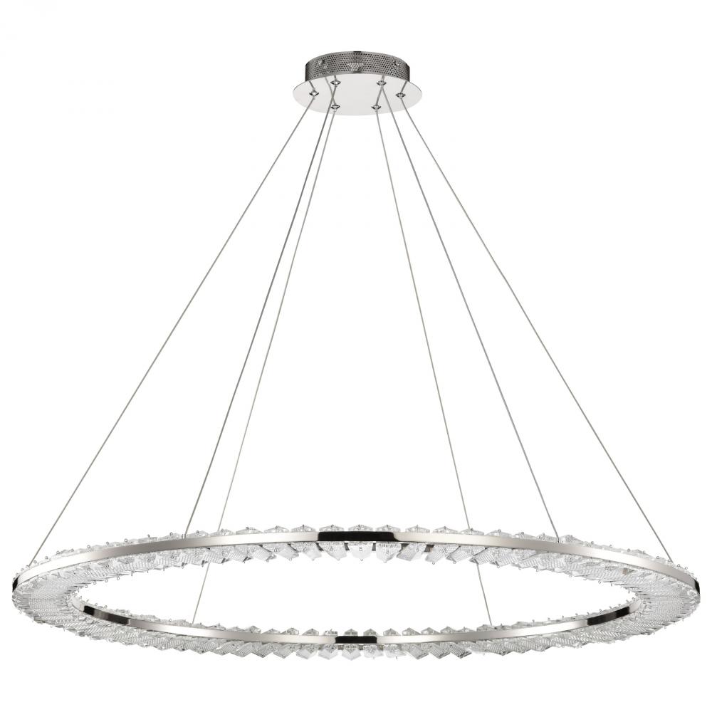 Nova; LED 36 Inch Round Pendant; Polished Nickel Finish; K9 Crystal