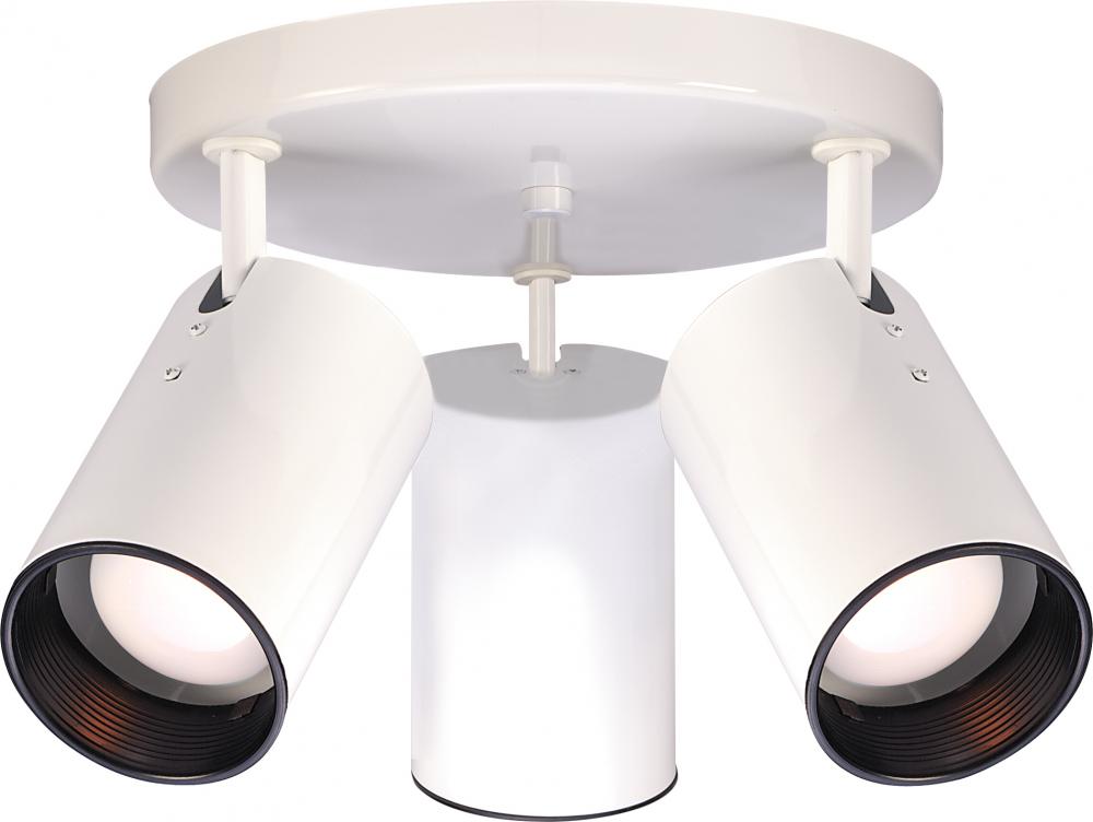 3 Light - R20 Straight Cylinder - White Finish